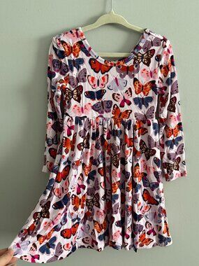 Little Sleepies Butterfly Kisses Skater Dress 3T Bamboo Viscose Long Sleeve EUC